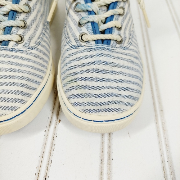 UGG Canvas Blue & White Striped Low Top Lace UP Sneakers F1013 - Picture 8 of 12